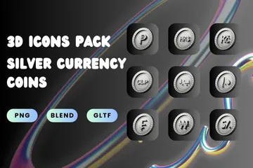 Silver Currency Coins 3D Icon Pack