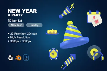 Neujahrsparty 3D Icon Pack