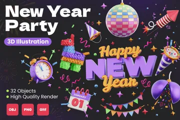 Neujahrsparty 3D Icon Pack