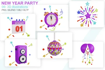 Neujahrsparty 3D Icon Pack