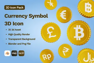 Símbolo monetário Pacote de Icon 3D