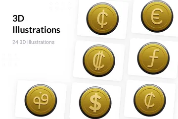 Símbolo de moneda Paquete de Illustration 3D