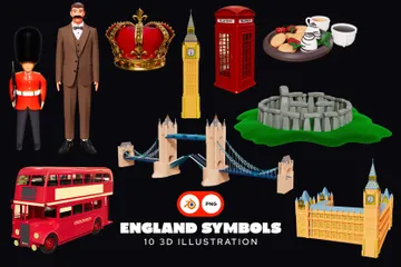 Símbolos da Inglaterra Pacote de Icon 3D