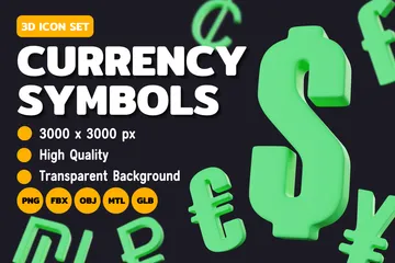 Símbolos monetários Pacote de Icon 3D