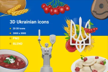 Símbolos Ucranianos Pacote de Icon 3D