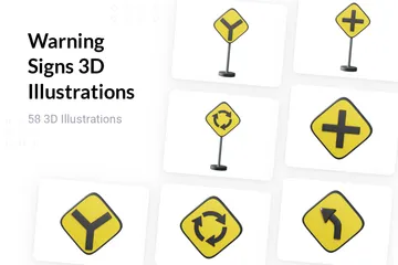 Sinais de aviso Pacote de Illustration 3D