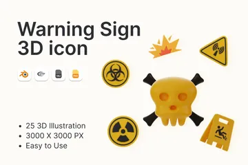 Sinal de aviso Pacote de Icon 3D