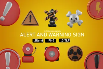 Alerta e sinal de alerta Pacote de Icon 3D