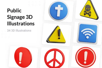 Sinalização Pública Pacote de Illustration 3D