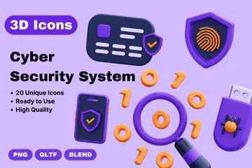 Sistema de seguridad cibernética Paquete de Icon 3D