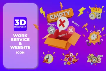 Servicio de trabajo y sitio web Paquete de Icon 3D