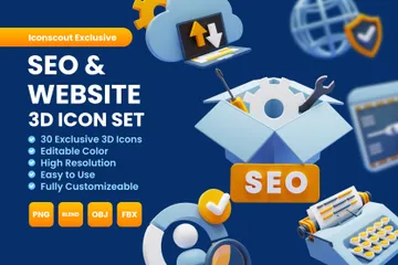 SEO y sitio web Paquete de Icon 3D