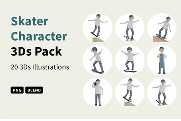 Skater Character 3D Illustration Pack