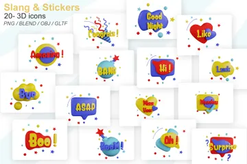 Slang und Aufkleber 3D Sticker Pack