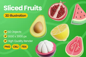 Sliced Fruits 3D Icon Pack