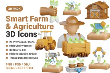 Smart Farm And Agriculture 3D Icon Pack
