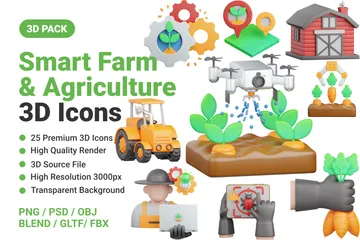 スマート農場と農業 3D Iconパック