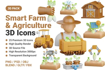 Smart Farm und Landwirtschaft 3D Icon Pack