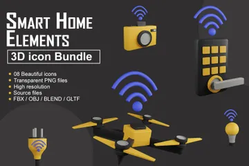 Smart Home Elements 3D Icon Pack