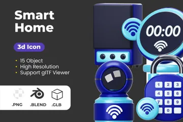 Intelligentes Haus 3D Icon Pack