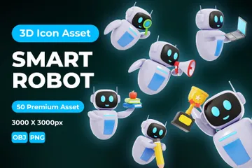 Smart Robot Learning 3D Icon Pack