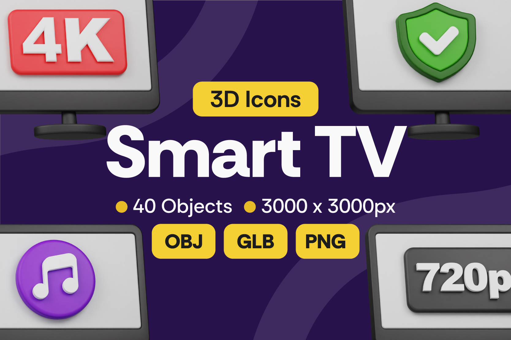 Smart TV 3D Icon Pack - 40 Free Download Appliances 3D Icons | IconScout