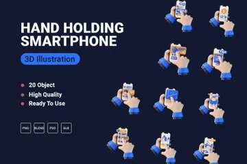 Mão segurando smartphone Pacote de Icon 3D