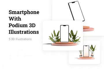 Smartphone mit Podium 3D Illustration Pack