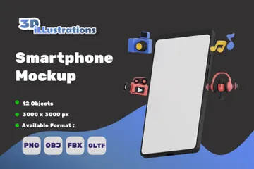 スマートフォンのモックアップ 3D Illustrationパック