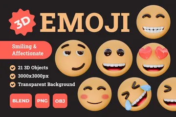 Smiling & Affectionate Emoji 3D Icon Pack