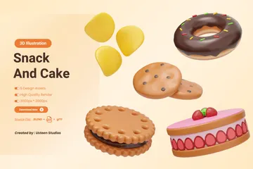 Snacks And Cakes 3D Icon Pack