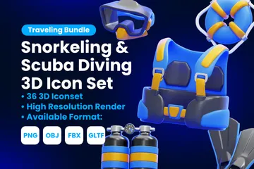 SNORKELING & SCUBA DIVING 3D Icon Pack