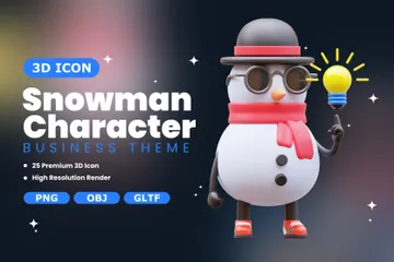 雪だるまキャラクター 3D Illustrationパック