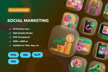 Social Marketing 3D Icon Pack