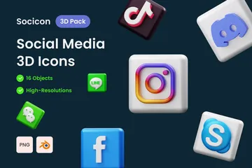 Free Social Media 3D Logo Pack