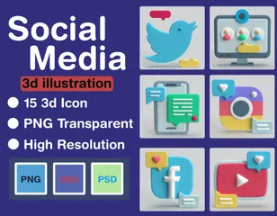 소셜 미디어 3D Icon 팩