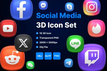 Free ソーシャルメディア 3D Iconパック