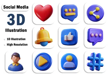 Social Media And Networking 3D Icon Pack