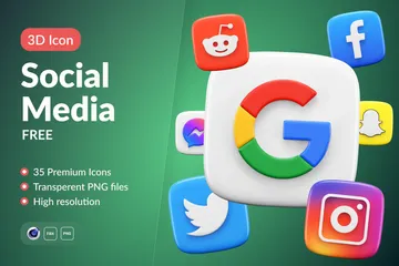 Free Soziale Medien kostenlos 3D Icon Pack