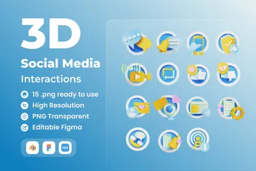 소셜 미디어 인터랙티브 3D Icon 팩