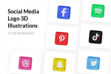 Free Social Media Logo 3D Logo Pack