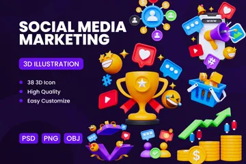 Social Media Marketing 3D Icon Pack