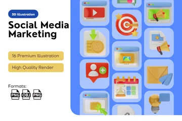 Social Media Marketing 3D Icon Pack