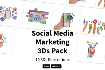 ソーシャルメディアマーケティング 3D Iconパック