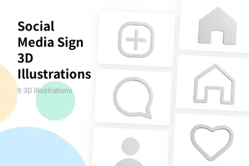 Social Media Sign 3D Illustration Pack