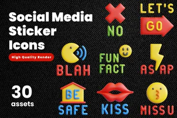 Social Media Sticker 3D Icon Pack
