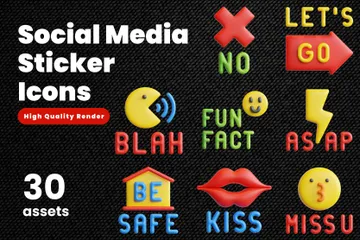 Social Media Sticker 3D Sticker Pack