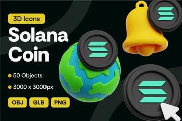 Solana Crypto Coin 3D Icon Pack