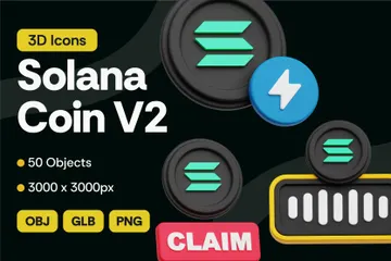 Solana Crypto Coin V2 3D Icon Pack