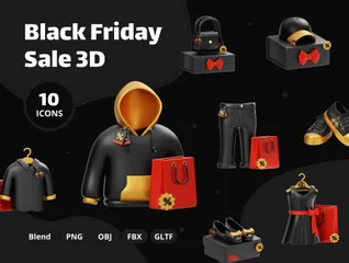 Soldes de mode du Black Friday Pack 3D Icon